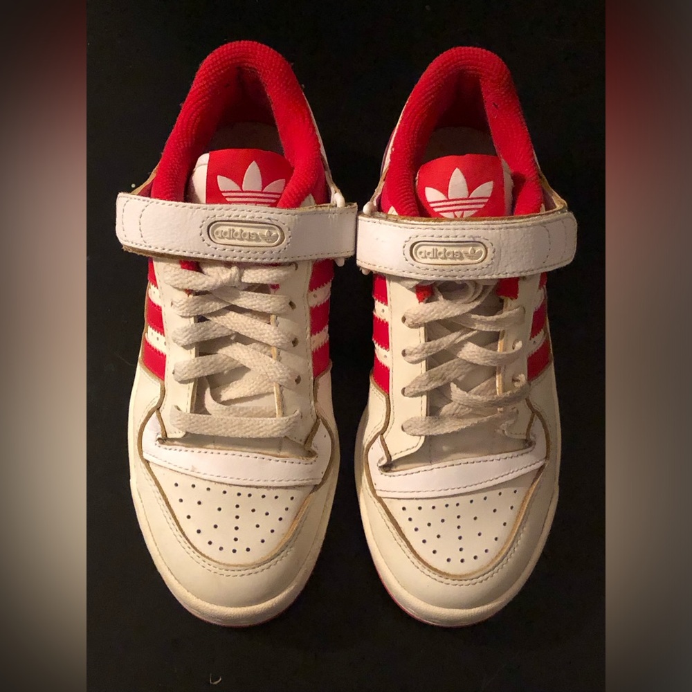Adidas woman’s hard to find Red and White low forum .